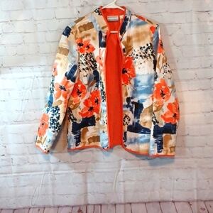 Womans Alferd Dunner Lightly Quilted Floral Summer Jacket New No Tag 14 P